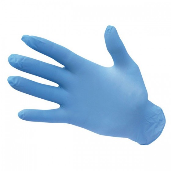 Guante Nitrilo Azul sin polvo, desechable. Caja 100 Uds